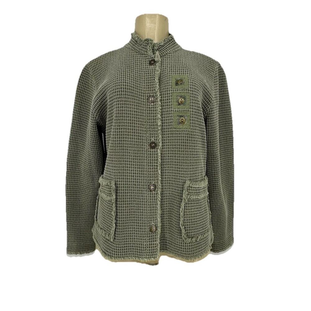 Focus Causal Life Top Women Small Waffle Knit Cardigan Jacket Lagenlook K5